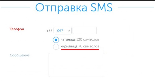 SMS 70 Kiril karakterleri