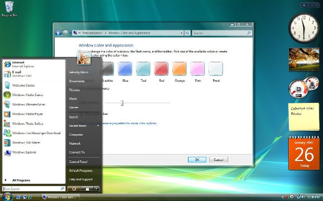 Aero Açık Olan Windows Vista
