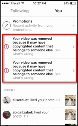Instagram telif hakkı engelleme